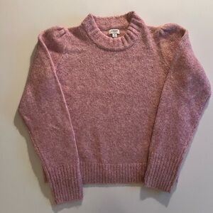J. Crew Pink Fuzzy Puff Sleeve Sweater